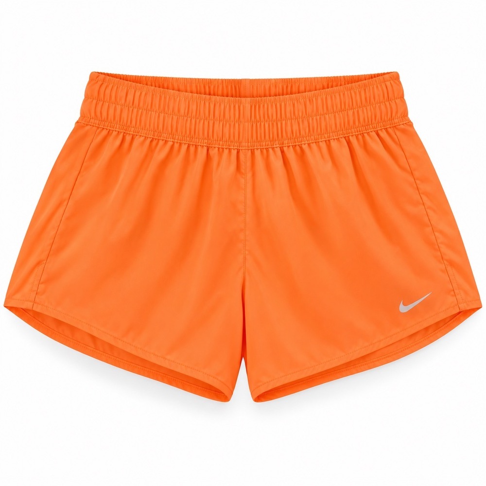 Nike One Dri-FIT Women Neon Orange Smocked Waist Running Shorts Small